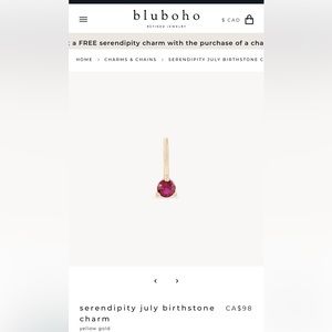 serendipity july birthstone charm (bluboho - yellow gold)